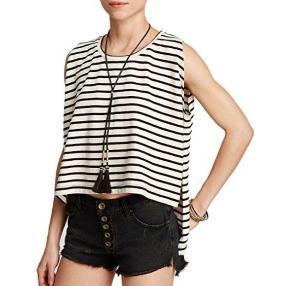 Free People We the Free Madness striped high- low muscle tank top XS - Picture 1 of 4